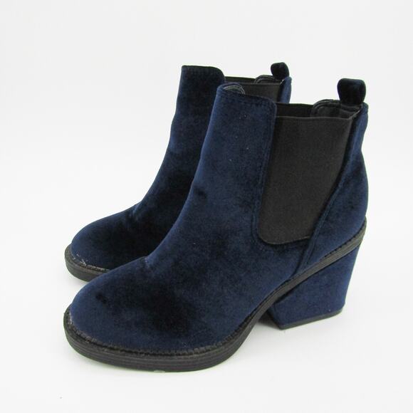 Indigo Rd Women Chelsea Boots US 7 Chunky Platform Velvet Bootie Blue - Picture 9 of 10